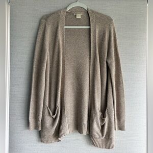Cashmere-Blend Open Cardigan Sweater in Taupe